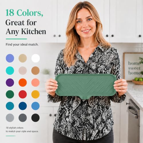 Silicone Soap Dish with Drain Spout (Green / L(12"×4"))
