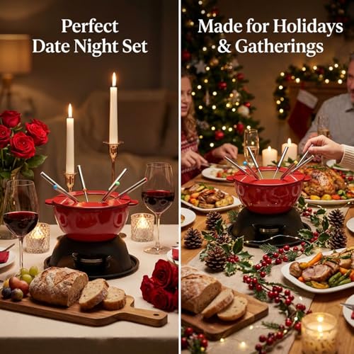 Cast Iron Cheese Fondue Pot Set