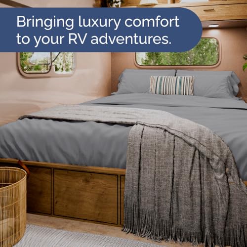 Short Queen Size 4 Piece Bed Sheet Set (05 - Steel Blue / Short Queen)