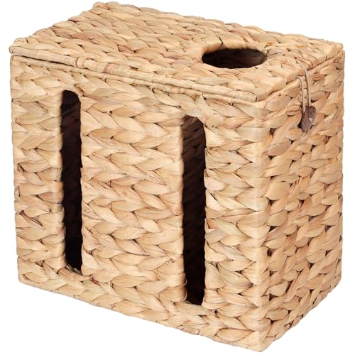 Trash Bag Holder with Scalloped Lid 13 (Natural)