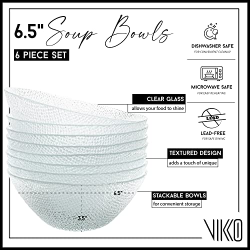 Elegant Textured Glass Salad Bowls (6 Count)