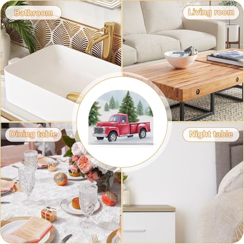 Christmas Red Truck Pine Tree Napkin Holder for Table Paper Napkins Holder Acrylic Tissue Dispenser Kitchen Dining Room Bathroom Party Car Decor (NH014 / 4.1x4.9x1.97in)