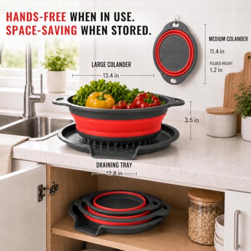 2 Collapsible Colanders with Self