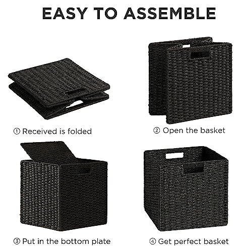2 Pack Wicker Basket (Cube-2pack 11"×11"×10.5" / Black)