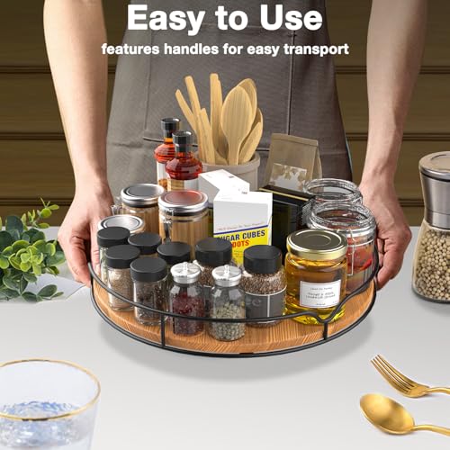 Lazy Susan Turntable Organizer for Cabinet Pantry Kitchen Countertop Refrigerator Cupboard (Carbonized Black / 14'')