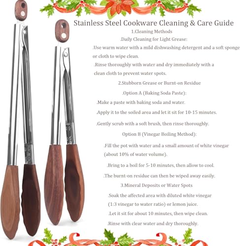 2 pcsTongs for Cooking with Wooden Tips
