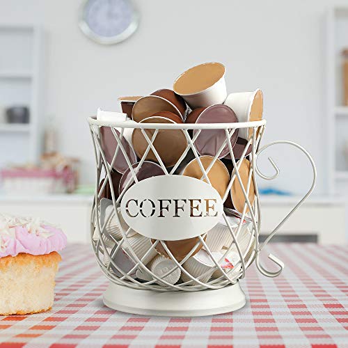 White Medium Coffee Pod Capsule Storage Holder for 35 K Cups Capacity K Cup Holder K Cup Organizer (White / Medium for 35 kcups)