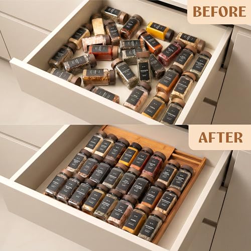 Carbonized Bamboo Spice Drawer Organizer (Carbonized Bamboo)