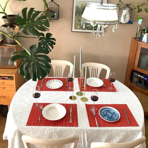 8 Pack 17.7x11.8 Bamboo Placemats (Tangerine Orange / Set of 8)
