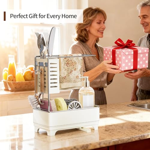 2 Tier Sponge Holder for Kitchen Sink Caddy Organizer (Off-White 2)