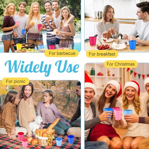36 Pcs Kids Plastic Cups 8 oz Drinking Toddler Cups (Neon)