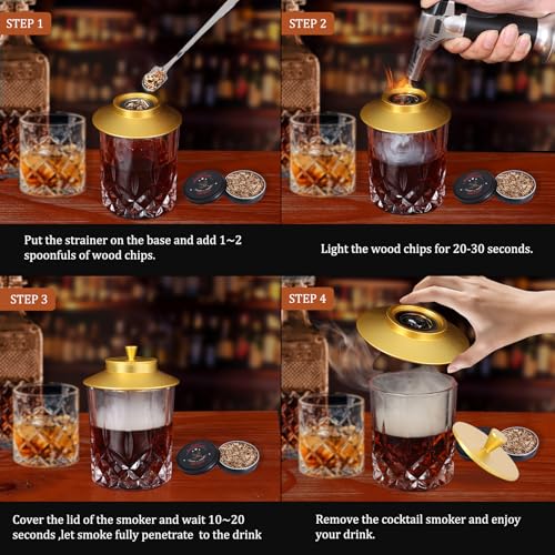 Cocktail Smoker Kit with Torch (gift set (Gold and silver))