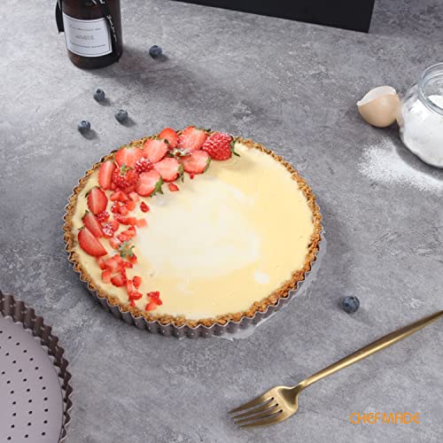 9.5 Inch Round Tart Pan with Holes Removable Loose Bottom (9.5" with Holes Removable Bottom)