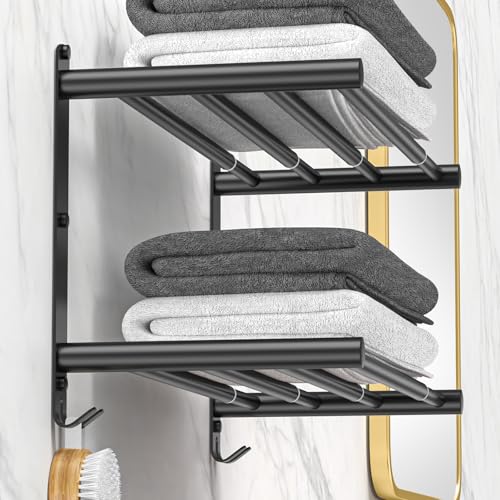 Black Adjustable Towel Bar for Bathroom Wall Mount17