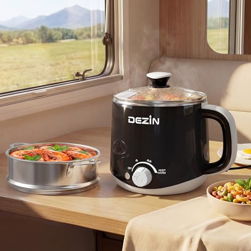Hot Pot Electric with Steamer (1.7 Quarts / Glossy Black)