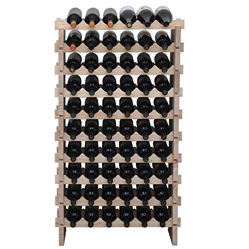 Wine Rack Solid Wood Stackable Storage Wooden Wine Rack Wine Cabinet (Natural Color / 60bottles)
