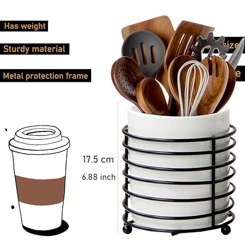 Utensil Holder for Kitchen Counter Large Cooking Utensil Holder (XL / White Black)