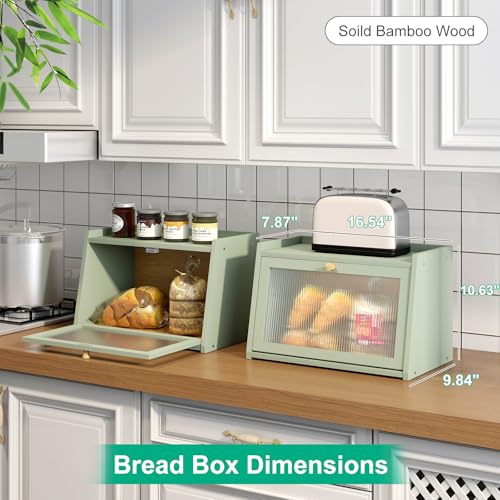 Green Bread Box for Kitchen Counter (Green / Medium-1_Tier)