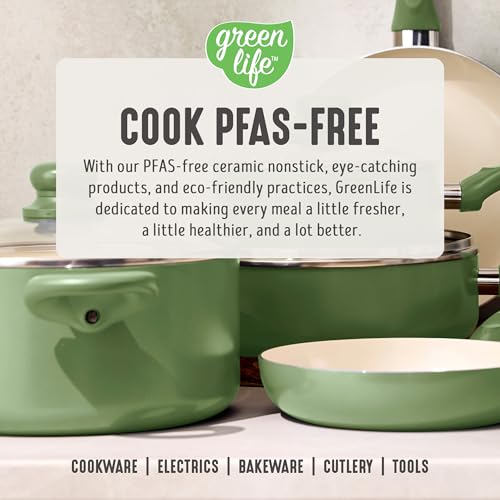 2QT Ceramic Nonstick Saucepan with Lid (2 Quarts / Sage Green)