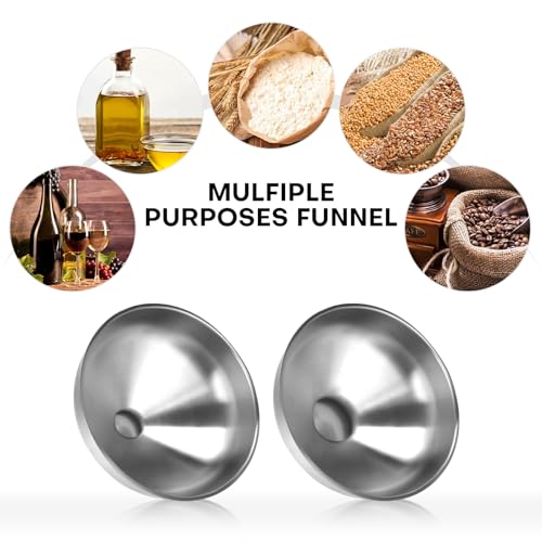 2 Piece Stainless Steel Kitchen Funnel Set with 1