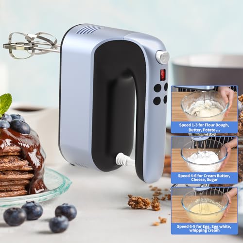 9 Speed Digital Hand Mixer Electric (Ocean Blue)