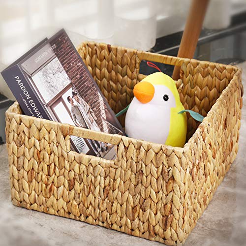 Water Hyacinth Storage Baskets for Organizing (13 x 13 x 7.5 inches / Natural (Water Hyacinth))