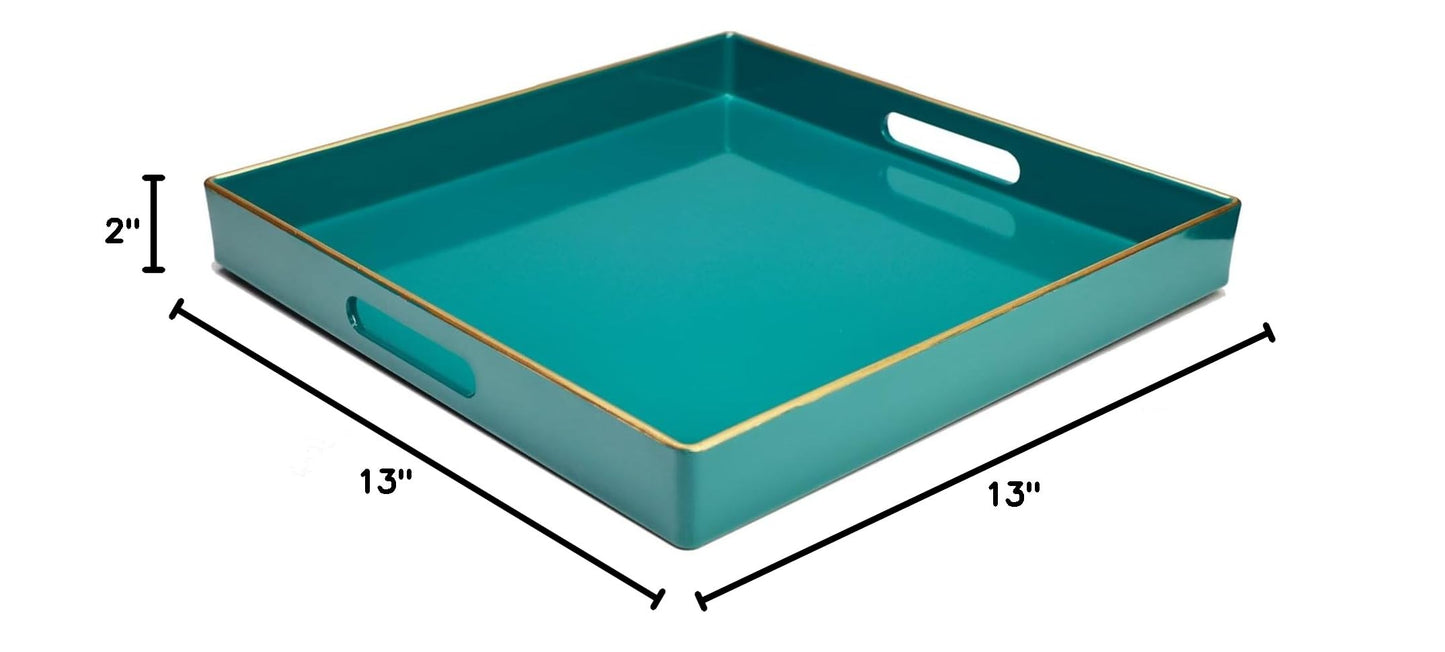 Green Decorative Serving Tray with Handles (Dl06re)