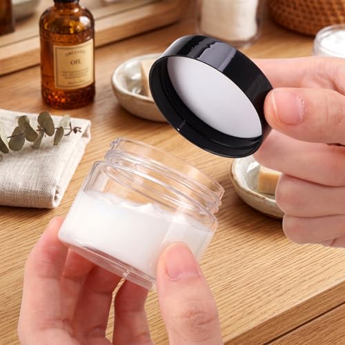 6 Pack 2 oz Plastic Jars Containers with Lids Wide (Color Mix / 2 oz)