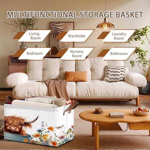 Farm Animal Storage Basket Large 17x11.5x10.5 Inche (Cute Cow Animal)
