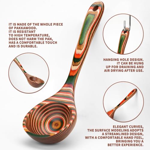 Pakkawood Ladle (1 PCS Red & Green Ladle)