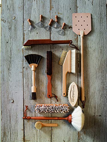 Dust Brush with Goat Hair Bristles and Oiled Pearwood Handle (Black With White Dot)
