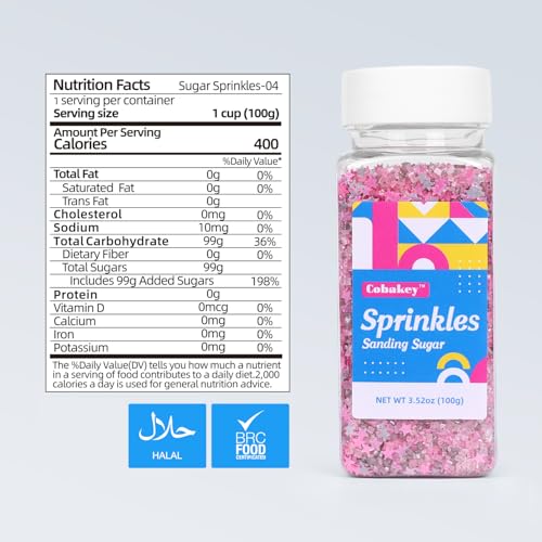 Sanding Sugar Edible Silver Glitter Stars Mix (3.5 Ounce)
