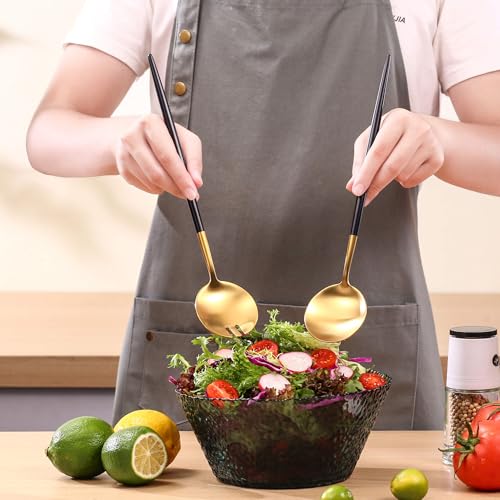 Black Gold Salad Serving Utensils (Black/Gold)