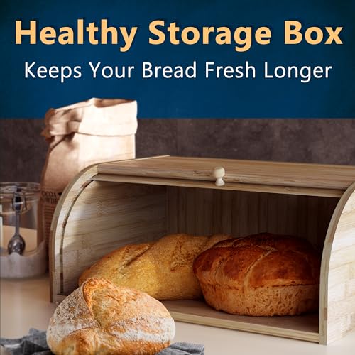 Bamboo Bread Box Space Saving Rustic Roll