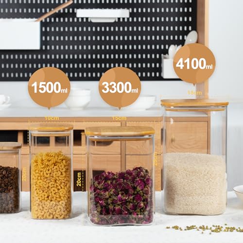 50oz 149oz Square Glass Storage Containers with Lids 2 (149oz*1/50oz*1)