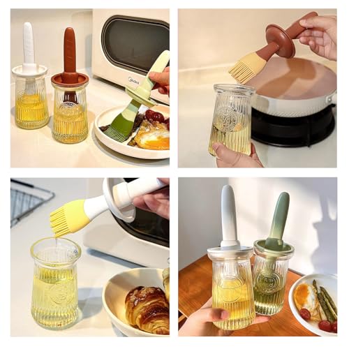 Oil Dispenser with Brush (1 Pack / White)