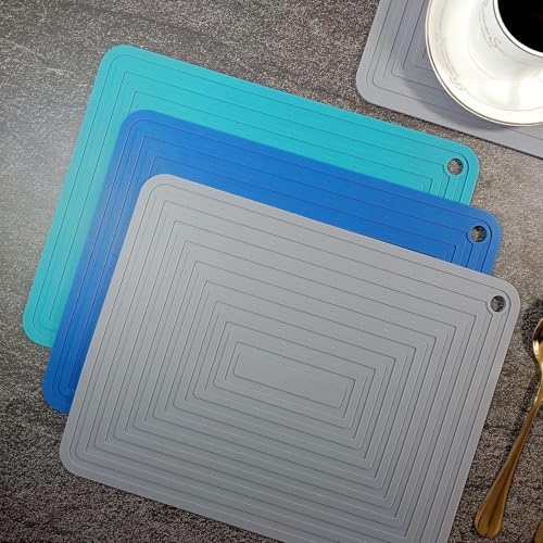 Blue Silicone Trivets Mats Set 2 for Hot Dishes (Blue)