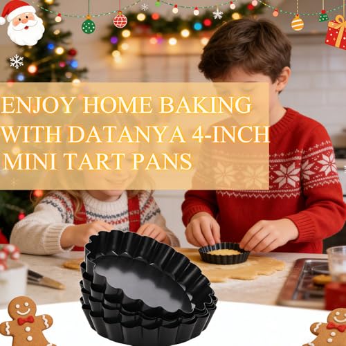 8 Pack Mini Tart Pans 4 Inch with Removable Bottom Round Nonstick Quiche Pan (4-inch X 0.75-inch)
