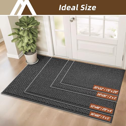 Dirt Trapper Door Mat 32"x48" Non Slip Washable Dark Grey