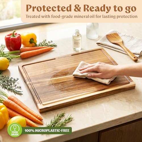 Acacia Wood Cutting Boards for Kitchen Set of 3 (Acacia One Side)