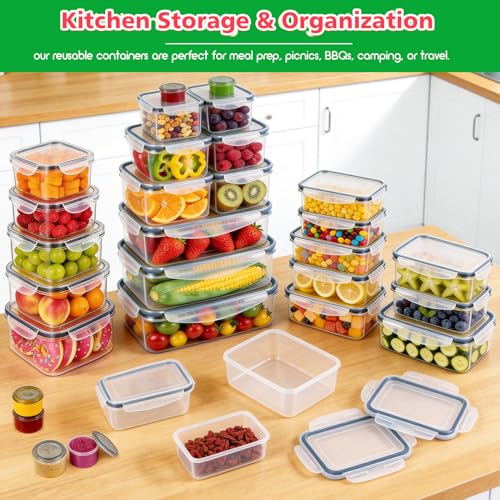 62PCS Thick Food Storage Containers with Airtight Lids for Meal Prep (476oz-31 Pack)