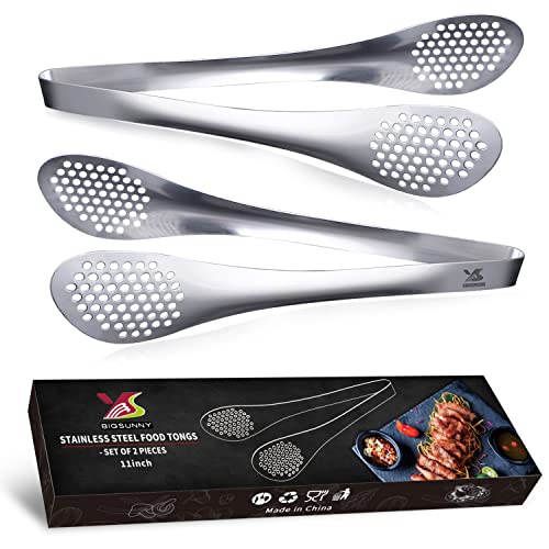 11Inch Kitchen Cooking Food Tongs Stainless Steel Buffet Tongs (silver 11" Serving Tongs)