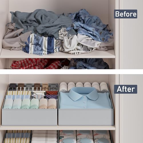 Drawer Organizer Clothes Storage (Gray / 18 Pack)