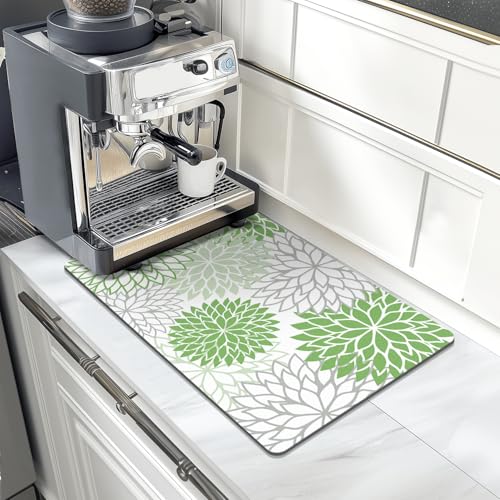 2Pcs Dish Drying Mat & Sink Splash Guard (Green / 12" X 20" + 24" X 5.5")