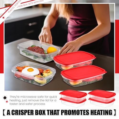 18 Pcs 33 oz Plastic Food Storage Containers with Lids (Red)