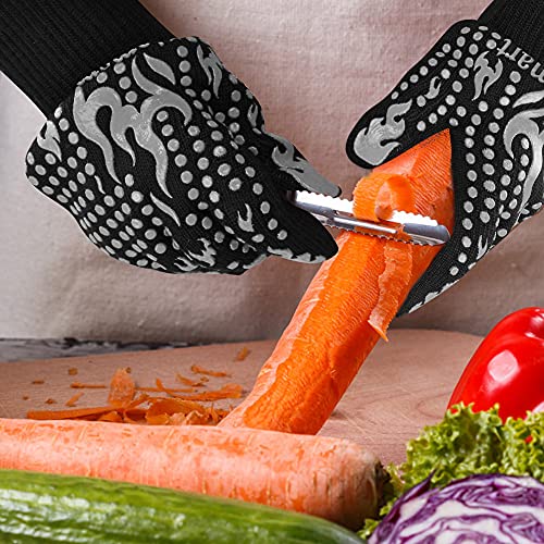 BBQ Gloves 1472 Degree F Heat Resistant Grilling Gloves Silicone Non (short / Gray)