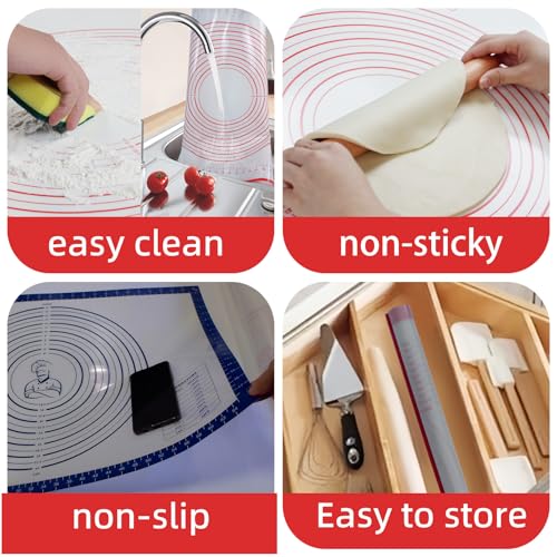 Dough Mat Silicone Baking Mats for Rolling Pastry Kneading Sheet Sourdough Bread Baking Supplies Blue 28x20"0.45mmT (Blue / 28"L x 20"W)