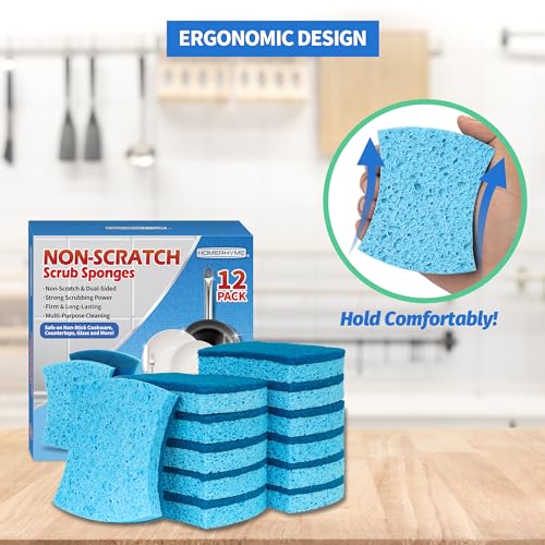 Non Scratch Cellulose Scrub Sponges 12 Pack (12 Count)