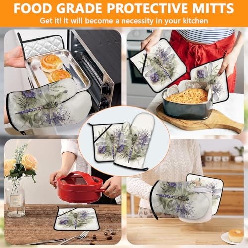 Dragonflies Oven Mitts and Pot Holders Sets 4Pcs (Dragonflies)
