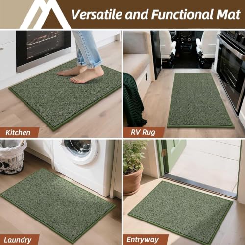 Dirt Trapper Door Mat 17"x30" Non Slip Washable Green (Green / 17" x 30")